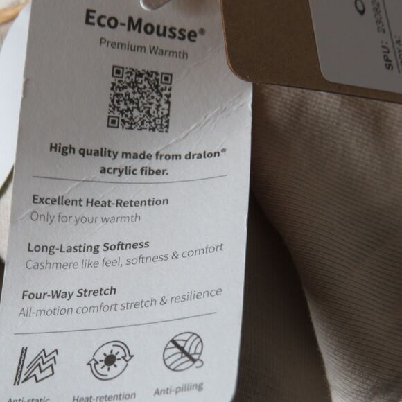 OGL Eco Mousse ProWarm Beige Side Ruched Long Sleeve Boat Neck Bra Top Sz MEDIUM - Picture 7 of 9